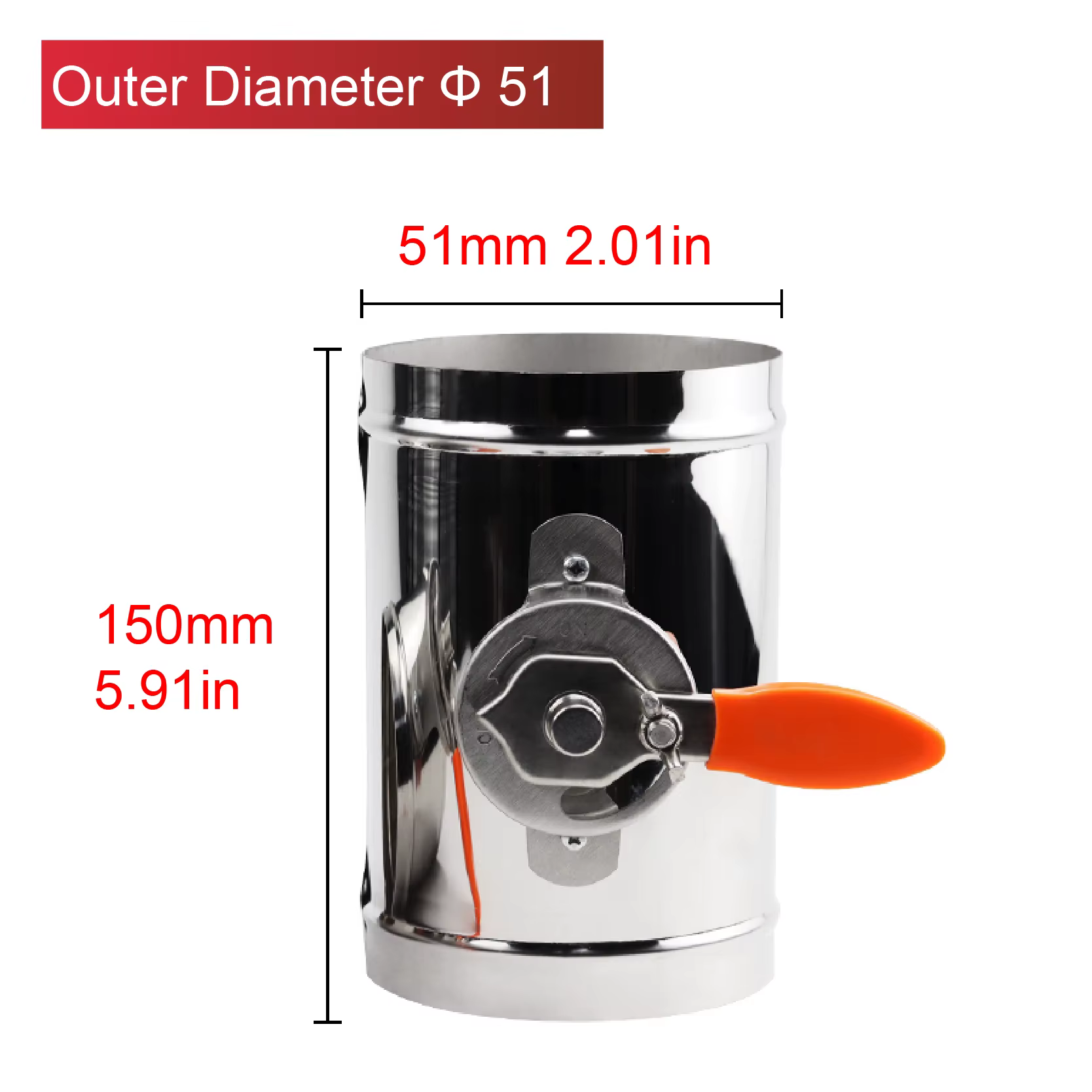 Vanne de Réglage d’Air en Acier Inoxydable 201/304 Ø51-150mm Clapet de Conduit Ventilation Contrôle 