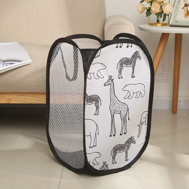 Panier à linge sale grande capacité en maille, ventilé, pliable, portable, pour vêtements et jouets,