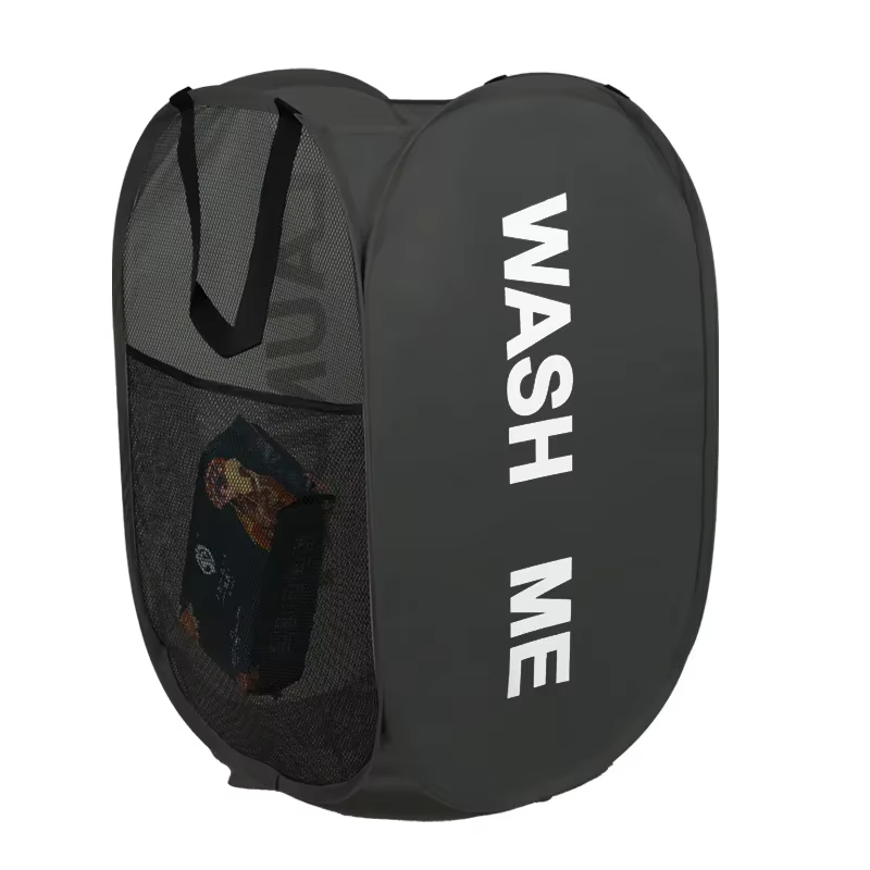 Panier à linge portable en maille, ouverture large, respirant, pliable, gain de place, pour dortoir,