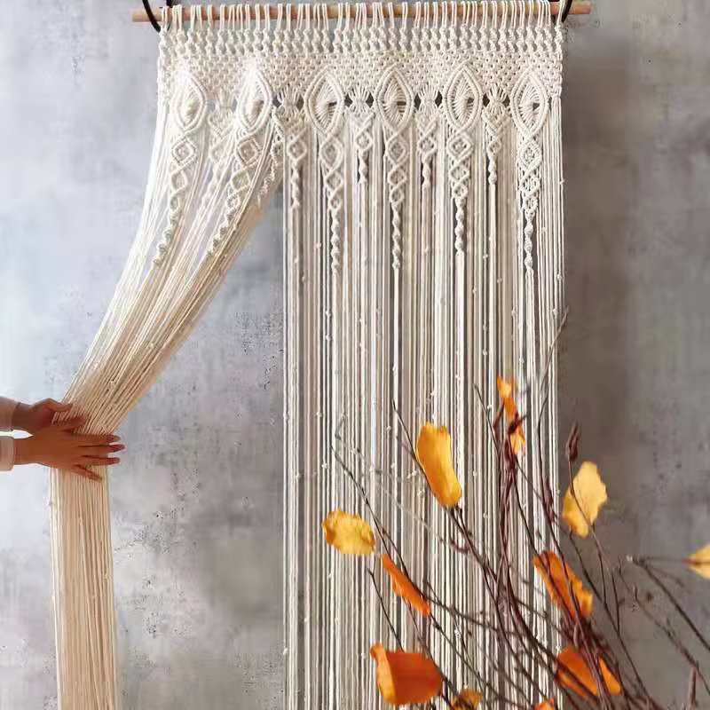 Rideau de porte en macramé tissé à la main, tapisserie murale bohème pour la maison, fenêtre, porte,