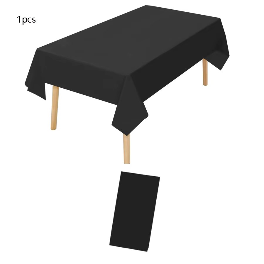 Nappe rectangulaire noire - 54 x 108 pouces - Torches jetables pour repas, fêtes et autres occasions