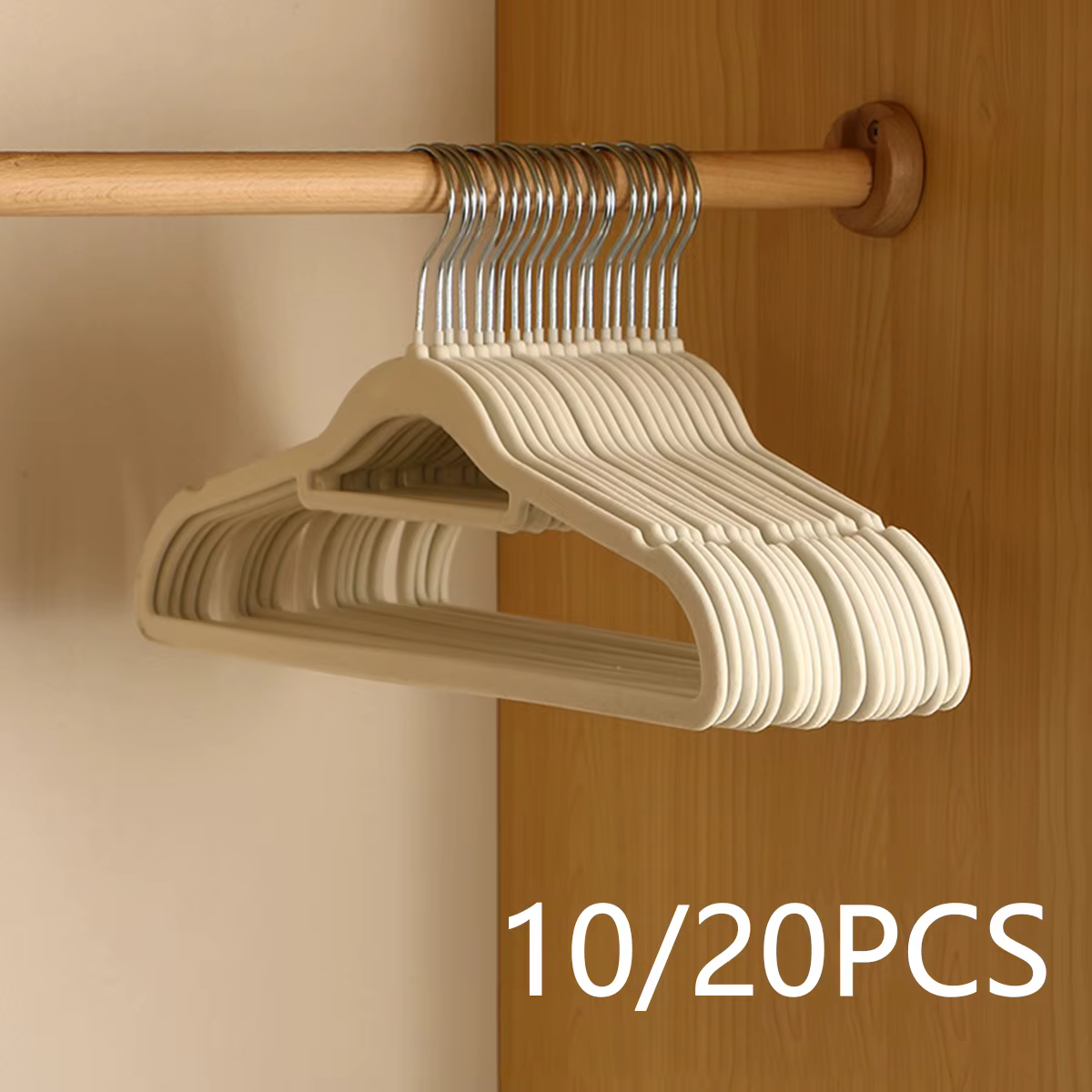 10/20 pièces de cintres en velours de haute qualité, cintres en feutre floqués antidérapants, cintre