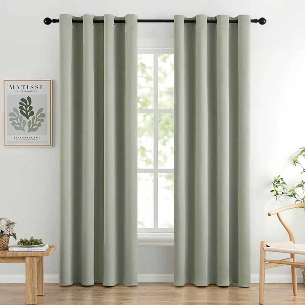 Rideaux assombrissants de pièce vert sauge clair, 1 pièce, rideaux isolés thermiques, ensemble de tr