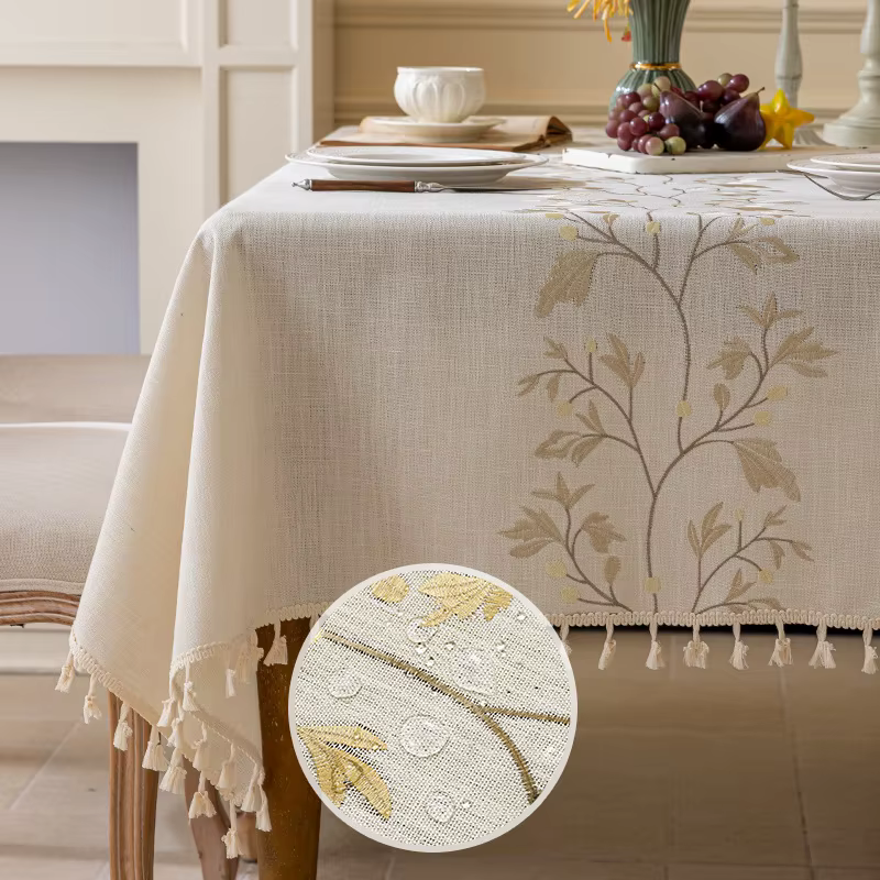 Nappe rectangulaire en coton et lin, imperméable et anti-poussière, pour la cuisine et la décoration
