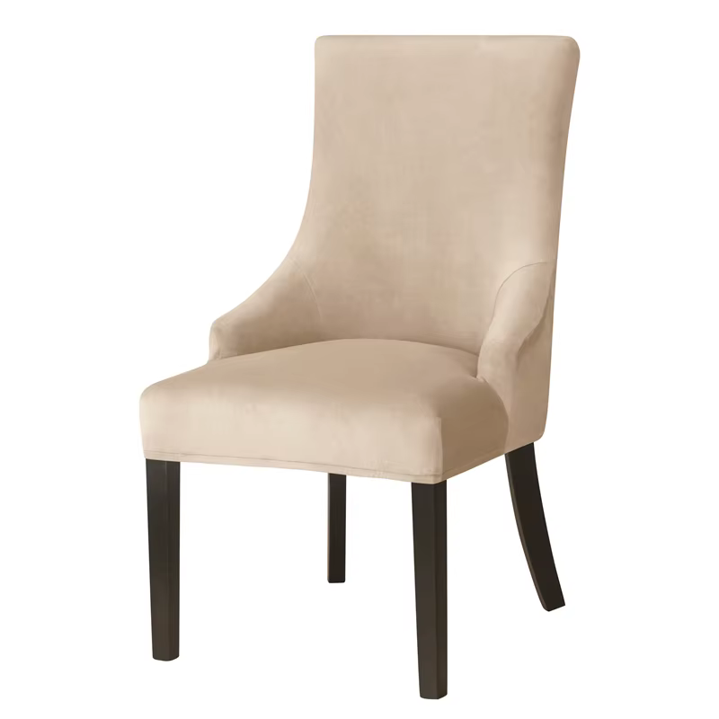 Juste de chaise de salle à manger en velours élastique, lavable, à dossier haut, en pente, pour sièg