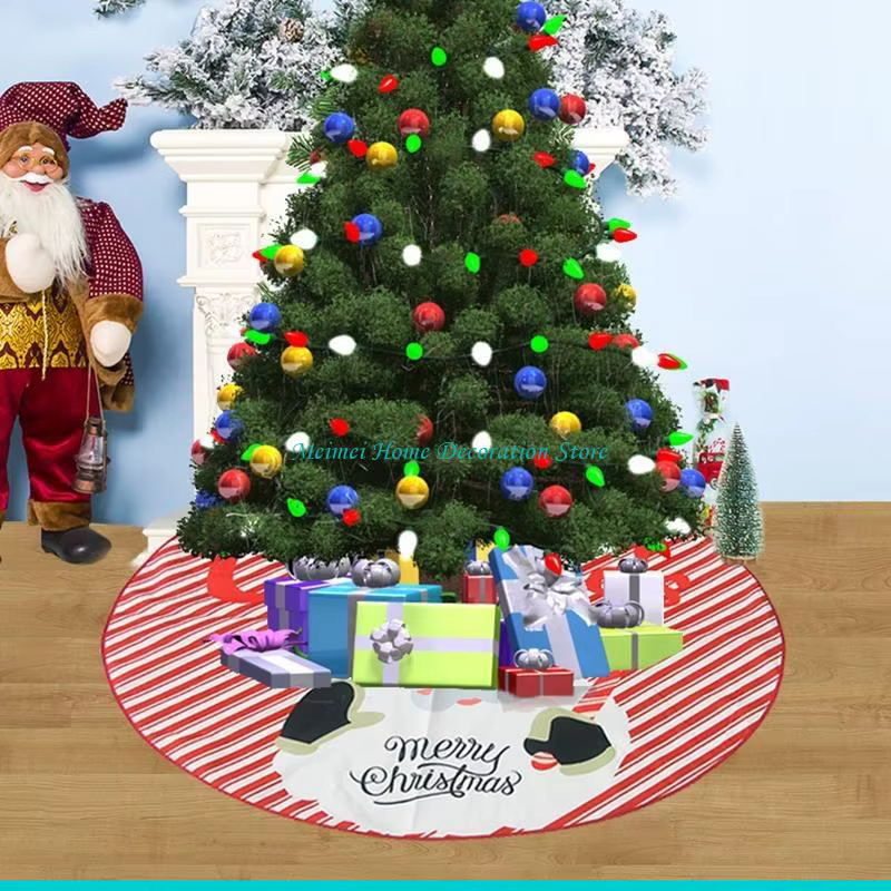 H7BF – jupe d'arbre noël, tapis d'arbre rustique, décoration ronde à père noël