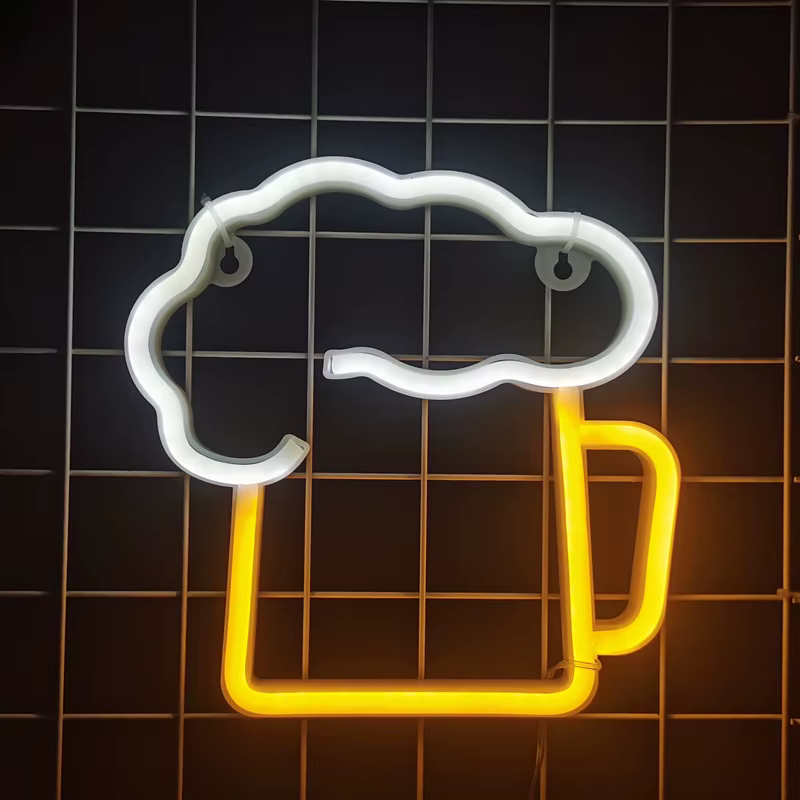 Néons LED bière, chambre garçon alimentée par USB ou par batterie, salle de jeux, mariage, bar, anni
