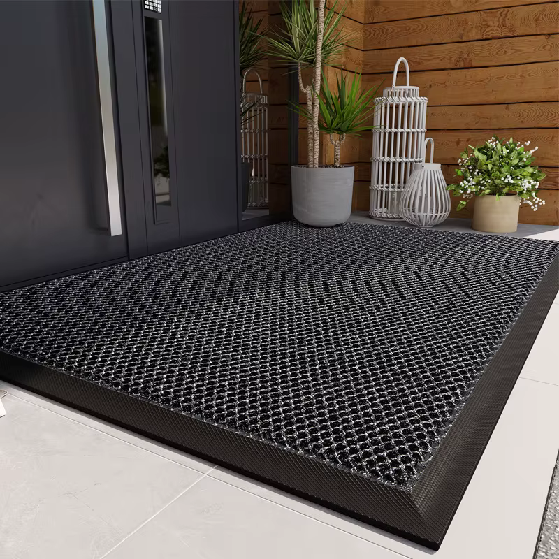 Paillasson en caoutchouc PVC, antidérapant, résistant à l'eau, en maille élastique, tapis de bienven