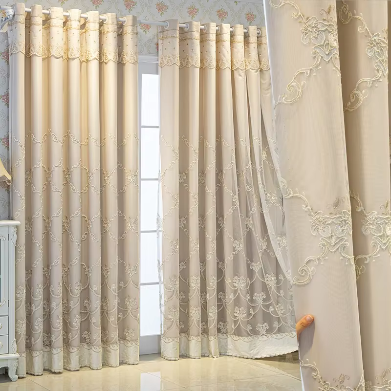 Rideaux européens simples et modernes pour chambre à coucher, salon, luxueux fil de tissu Chenille, 