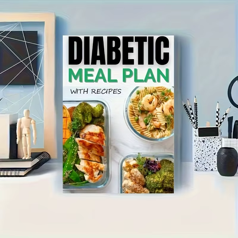 Plan repas diabétique A5 de 91 pages avec recettes, liste des aliments pour diabétiques et planifica