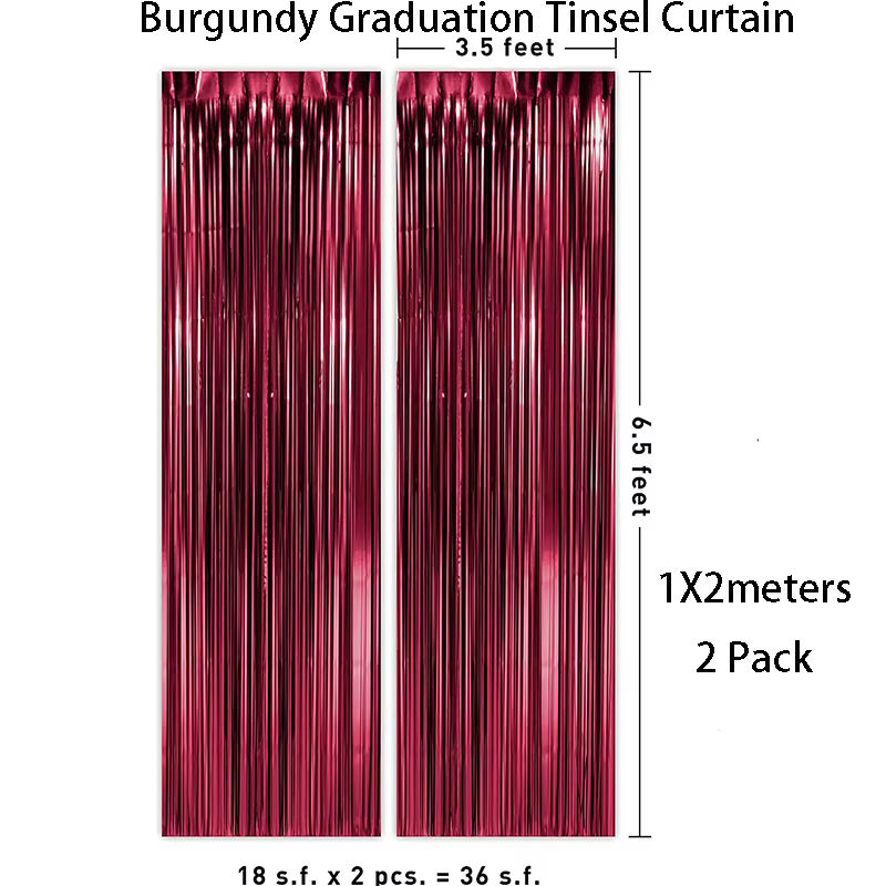 Rideau à Franges en Aluminium Bordeaux, Guirxiété pour Remise de Diplôme, Décor de ix, Fournitures