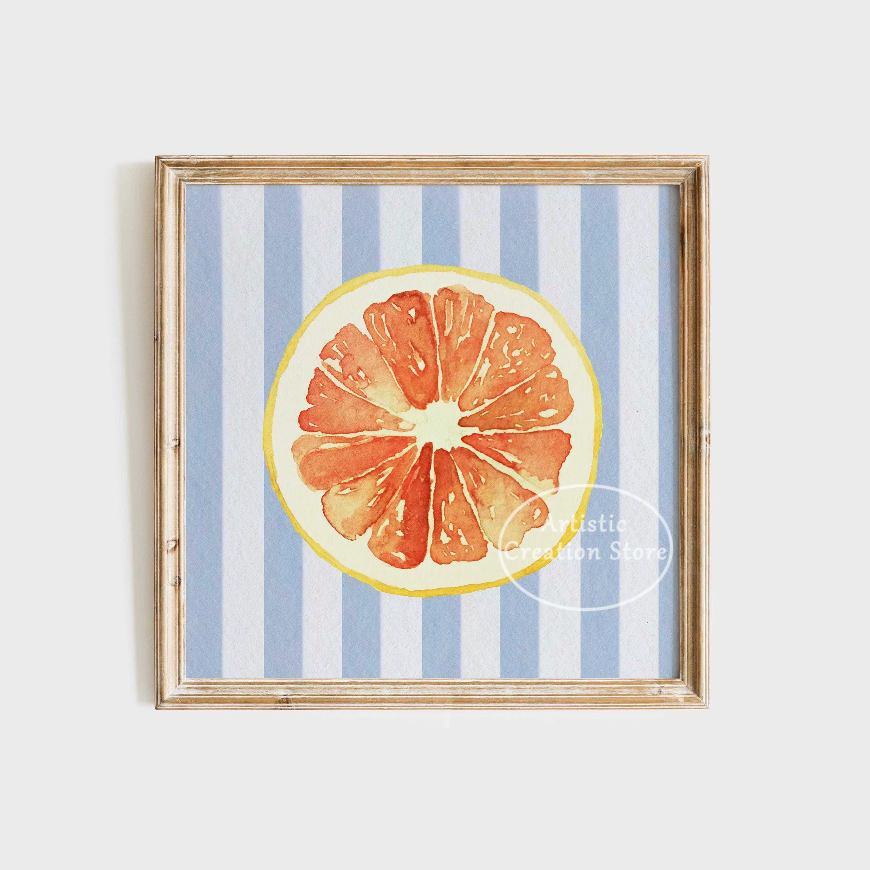 ChimColorful-Affiche de cuisine amusante, fruits, marché, orange, citron, peinture sur toile, art mu