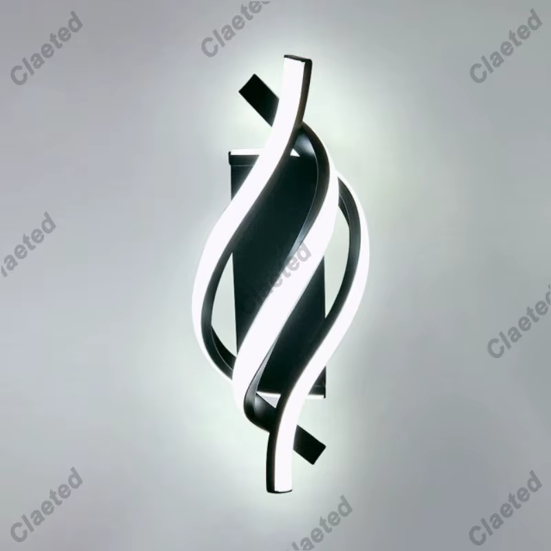 Applique murale LED en spirale incurvée, luminaires pour chambre à coucher, chevet, couloir, salon, 