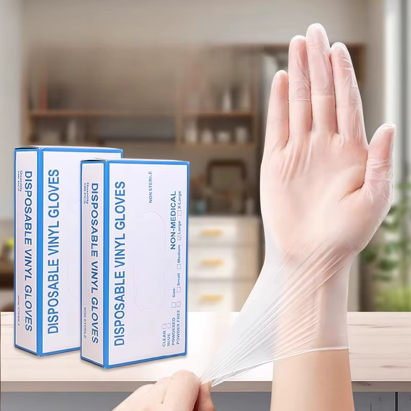 Gants jetables épais en PVC, 100 pièces, gants de cuisine ajustés de protection de qualité alimentai