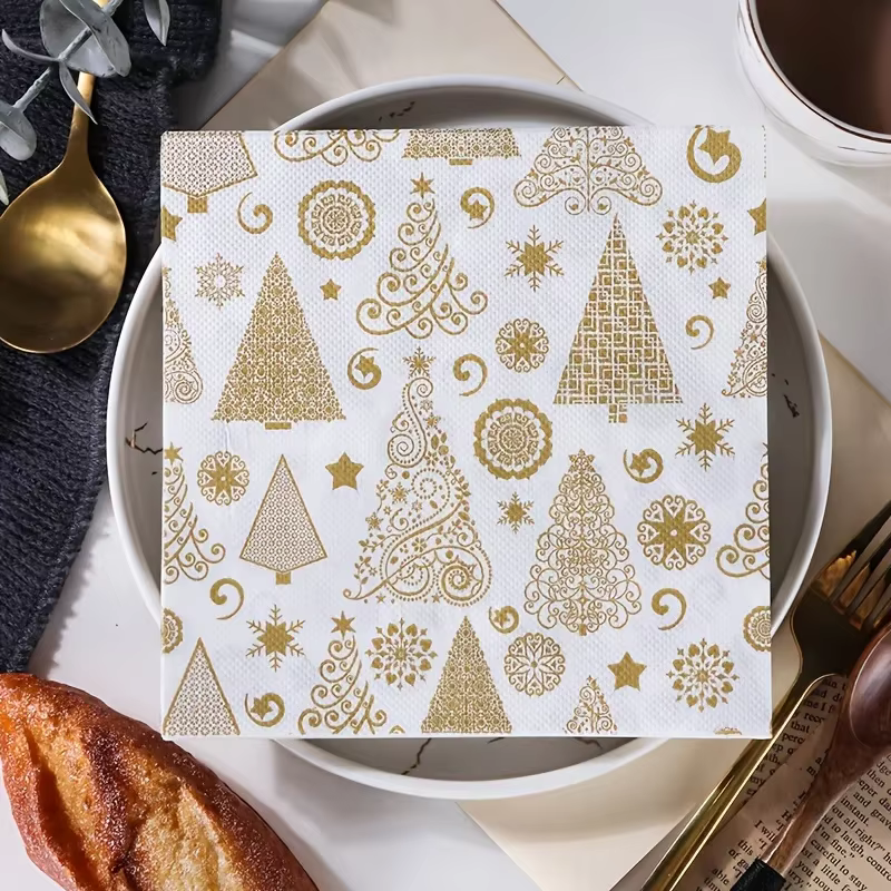 Serviettes imprimées de Noël peintes, mouchoirs de Noël, serviettes en papier de fête, 20 pièces par