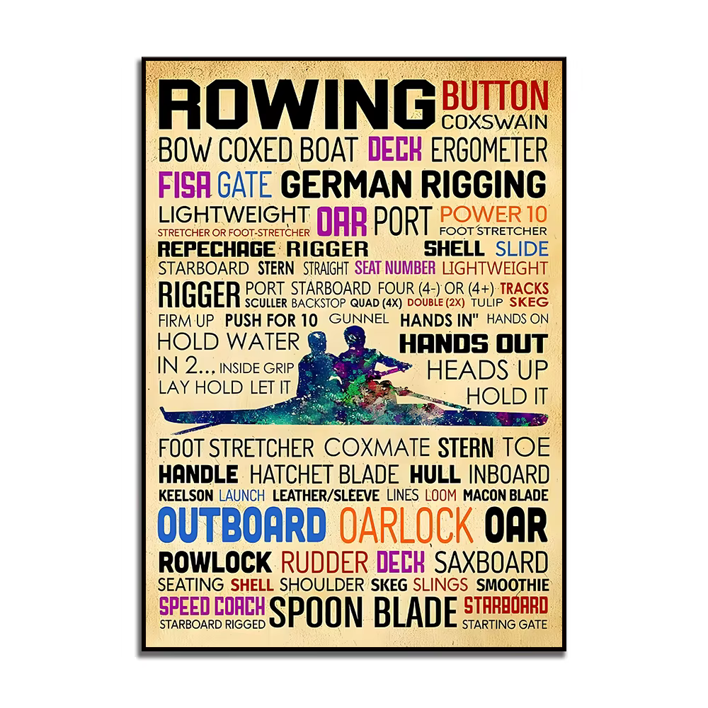 Logo d'aviron vintage pour la décoration intérieure, affiche de barre de bouton de sport, décor mura