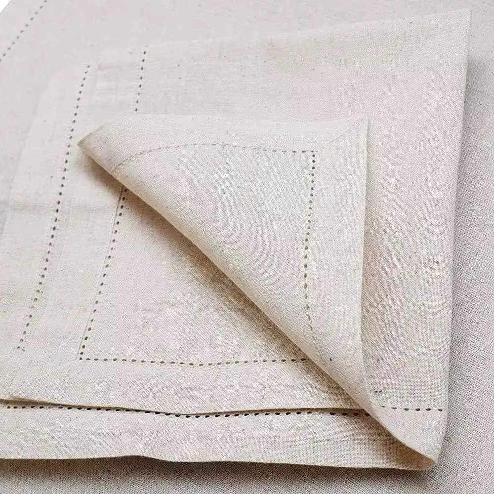6 pièces de serviettes en lin, serviettes de table blanches en coton et lin