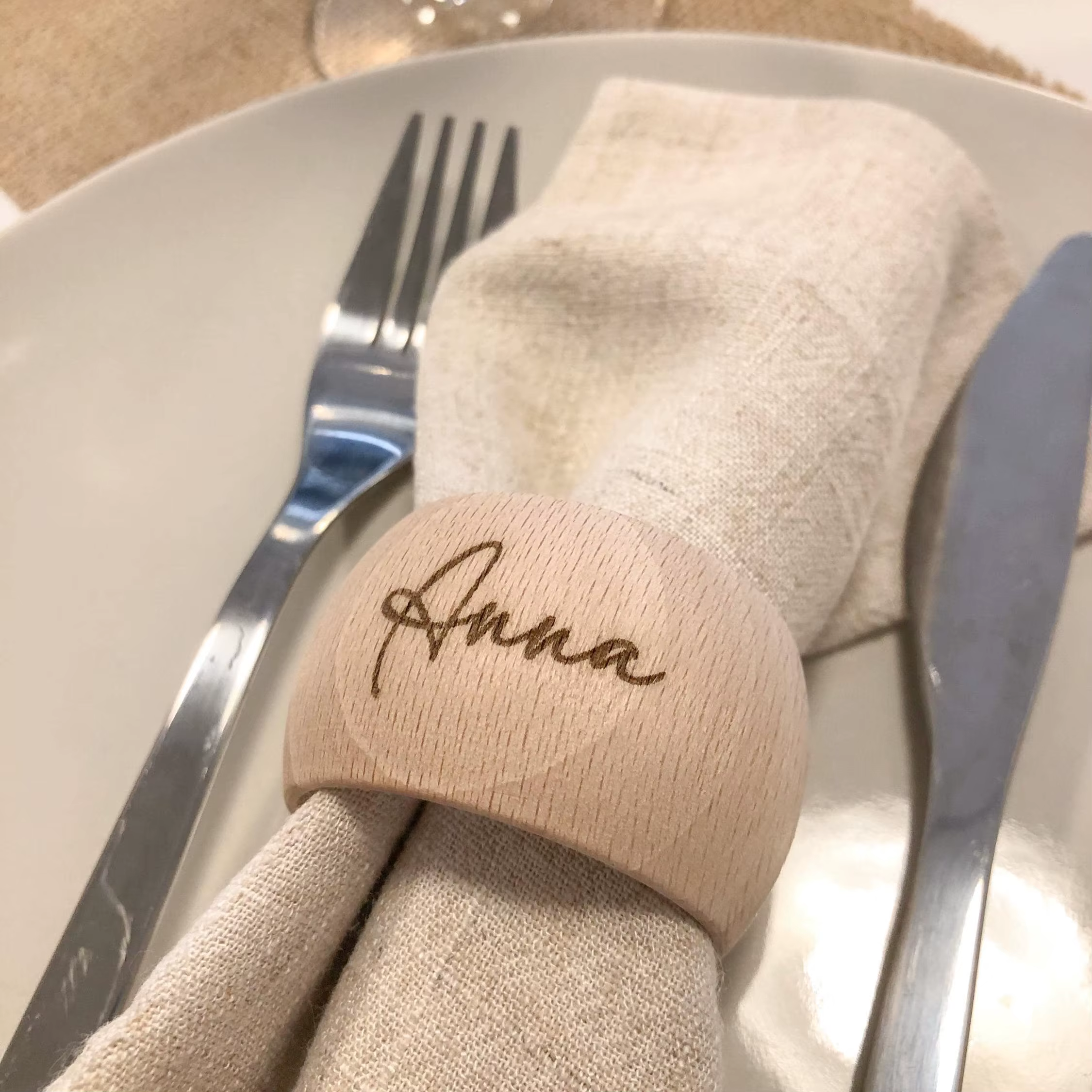 Anneau de serviette en bois personnalisé rustique