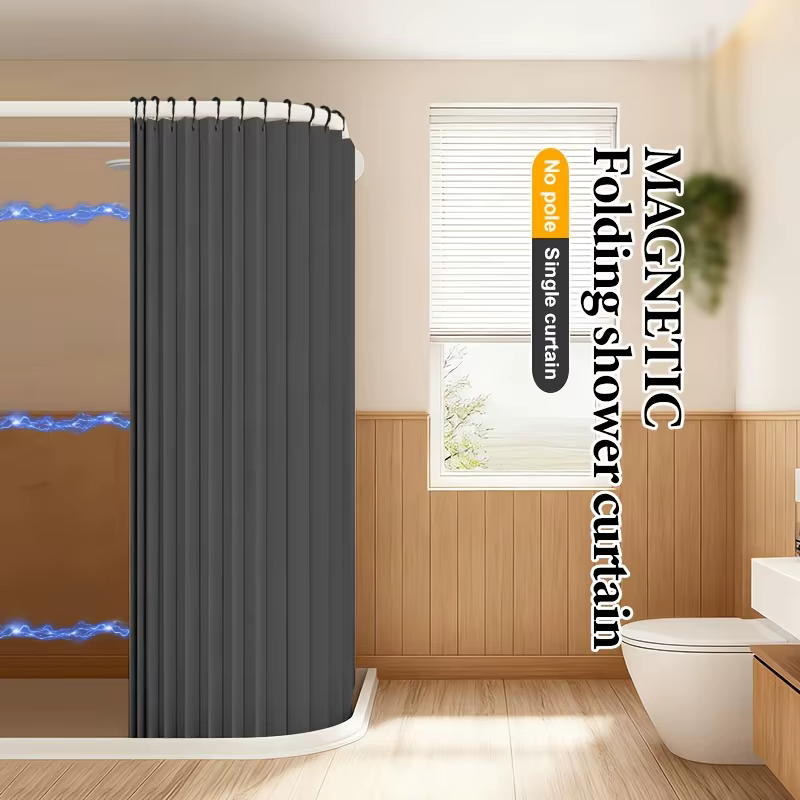 Rideau de Douche Magnétique Pliable Étanche pour la Confidentialité – Décoration Élégante pour Salle de Bain (Idéal pour la Maison et les Locations)