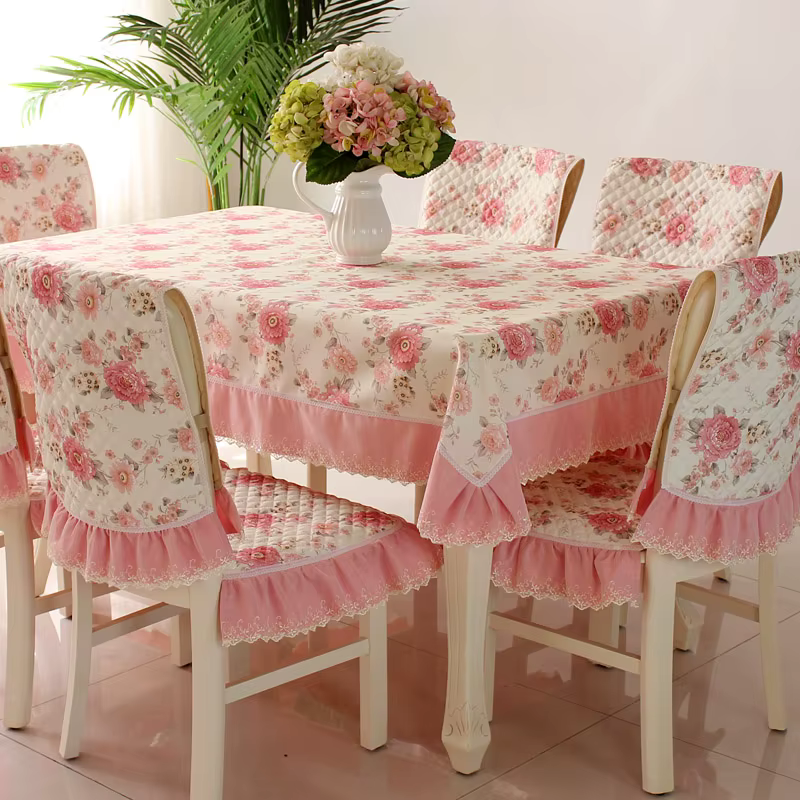 Nappe de Table pastorale de mode de luxe avec dentelle coton style européen rectangulaire 3 styles nappes de salle à manger housses de chaise