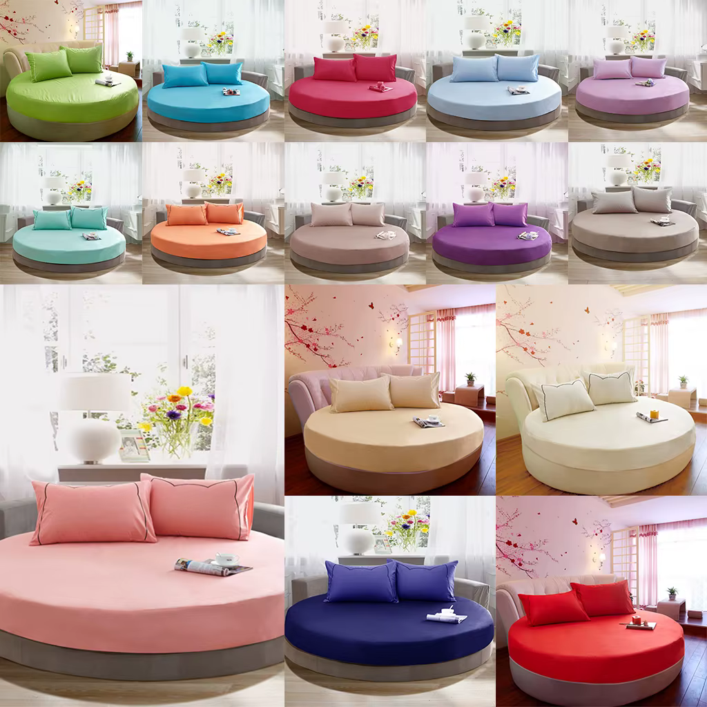 Draps de Lit Ronds en Coton Pur