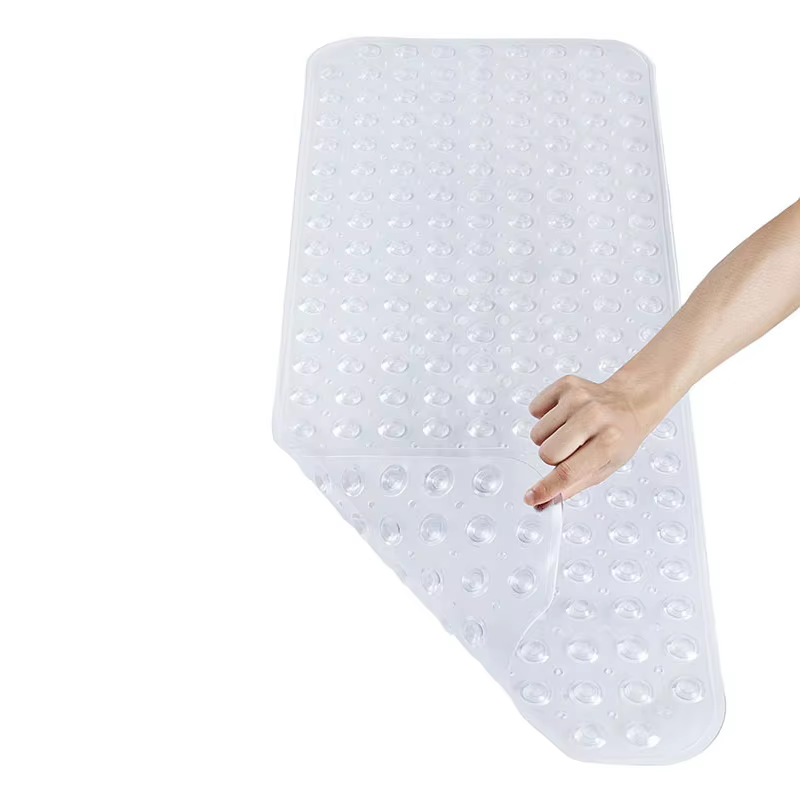 Tapis de bain antidérapant en PVC 40x100cm avec ventouses pour baignoire et douche