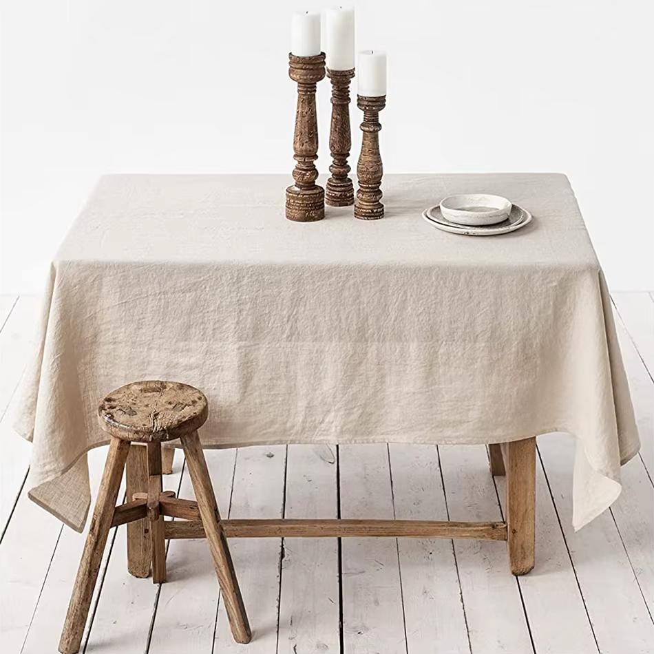 Couverture de Table 100% lin pur de couleur unie