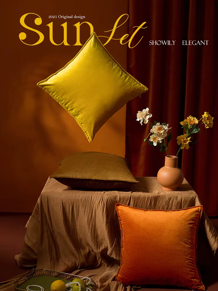 Juste de coussin en velours pour canapé et salon