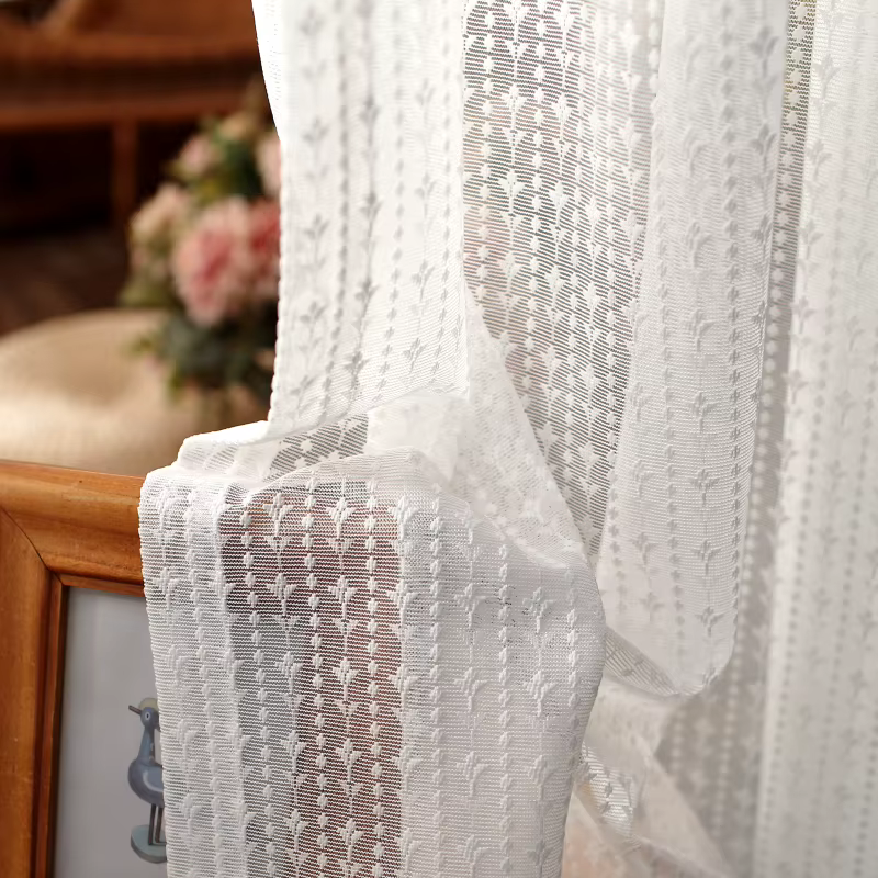Rideaux en Voile brodé blanc coréen pour chambre à coucher