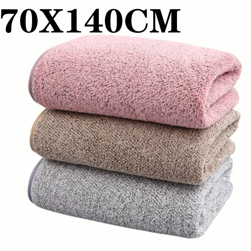 Serviette de bain épaisse et grande en velours de corail au charbon de bambou pour adulte