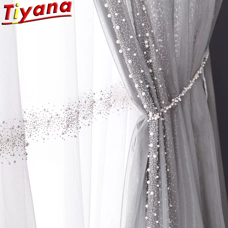 Meteor Pearl – rideaux en Tulle brodés