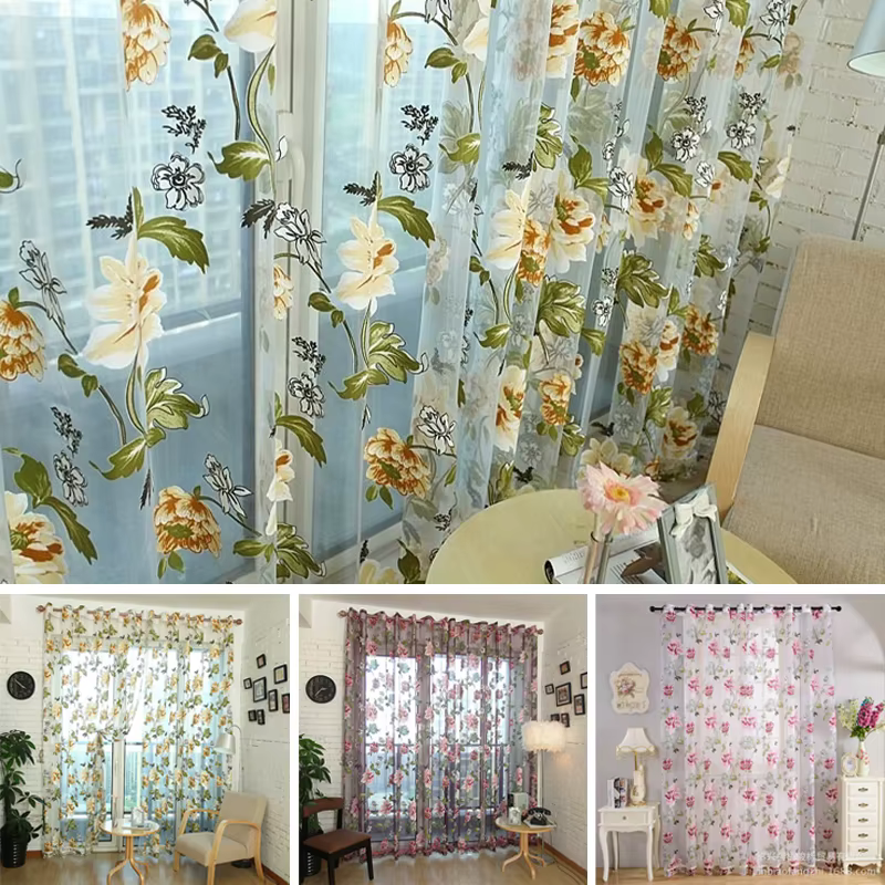 Rideau transparent en Tulle translucide