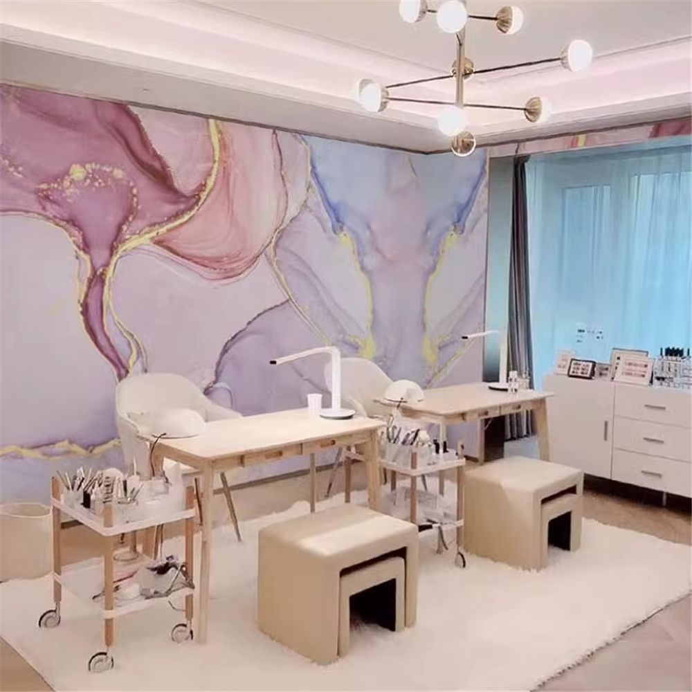 Papier peint mural en marbre rose nordique personnalisé