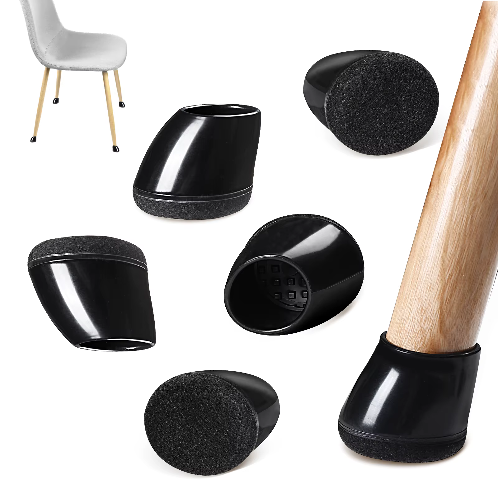 Protecteurs de jambes de chaise couvre-pieds 15-25 ° Coussinets en feutre à enveloppe épaisse diagonale