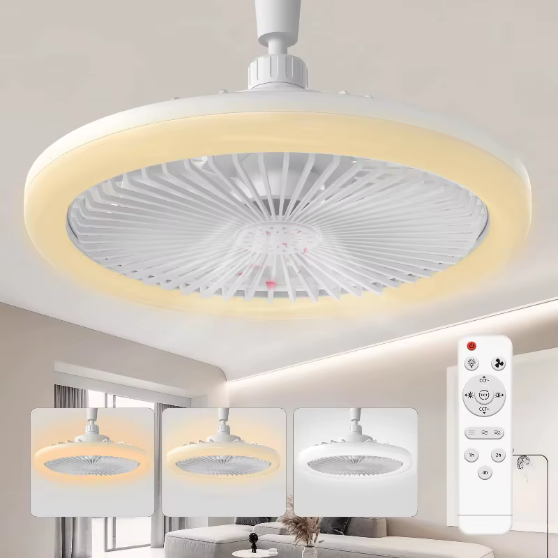 Ventilateur de plafond moderne avec éclairage intégré pour chambre à coucher