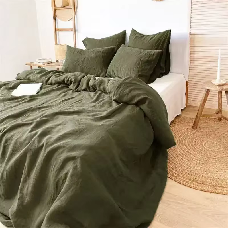 Home MER-Juste de couette en lin français lavé à la pierre