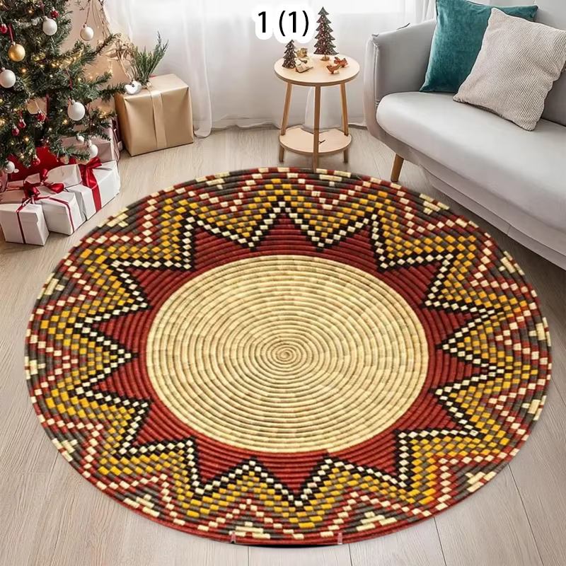 Tapis rond persan antidérapant VIKAMA Boho Easter pour la décoration de la cour extérieure et de la maison