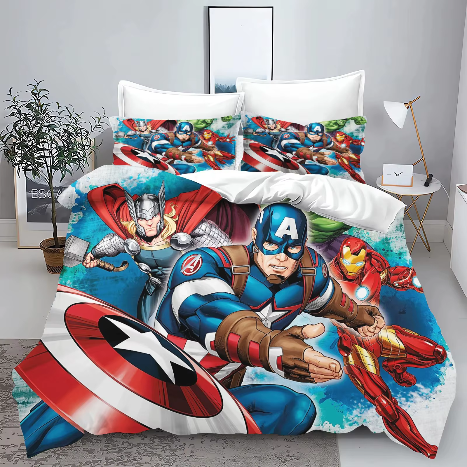 Ensemble de literie avec housse de couette et taie d'oreiller The Avengers Hero