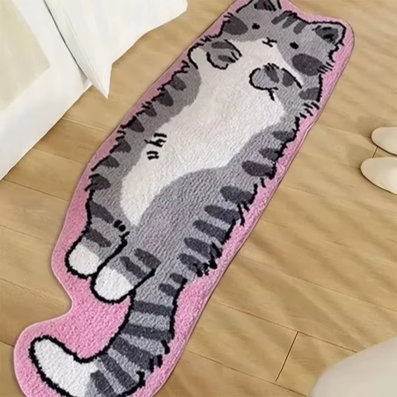 VIKAMA Tapis en forme de chat de dessin animé pour chambre d'enfant