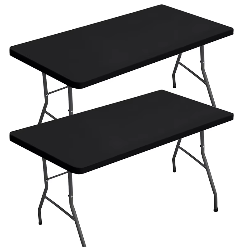 LMETJMA nappe rectangulaire élastique ajustée pour Tables de 6 pieds lavable pliant couverture de Table en Polyester JT898