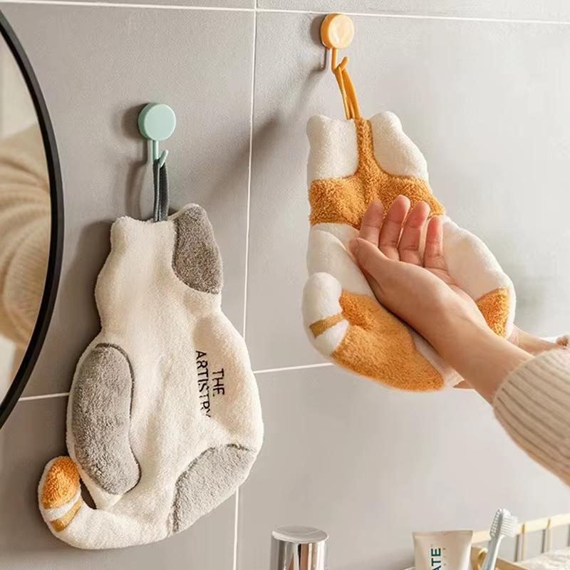 1 pièce, serviette de cuisine suspendue mignonne en forme de chat