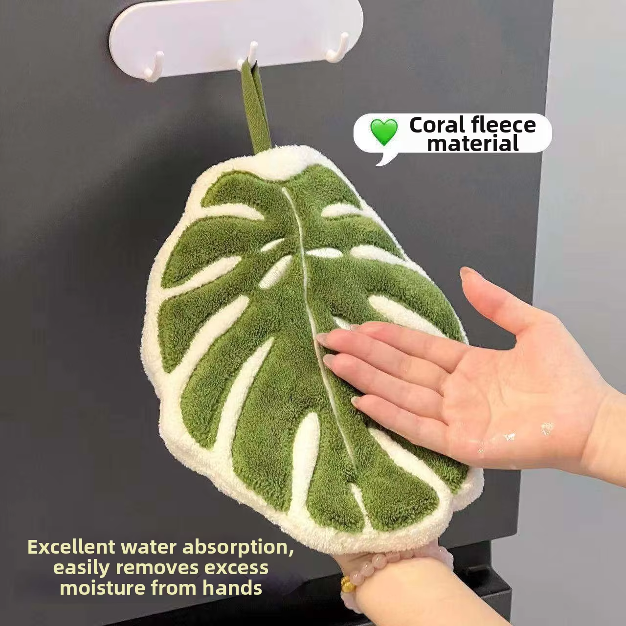 Serviette à main suspendable en forme de feuille – Super absorbante