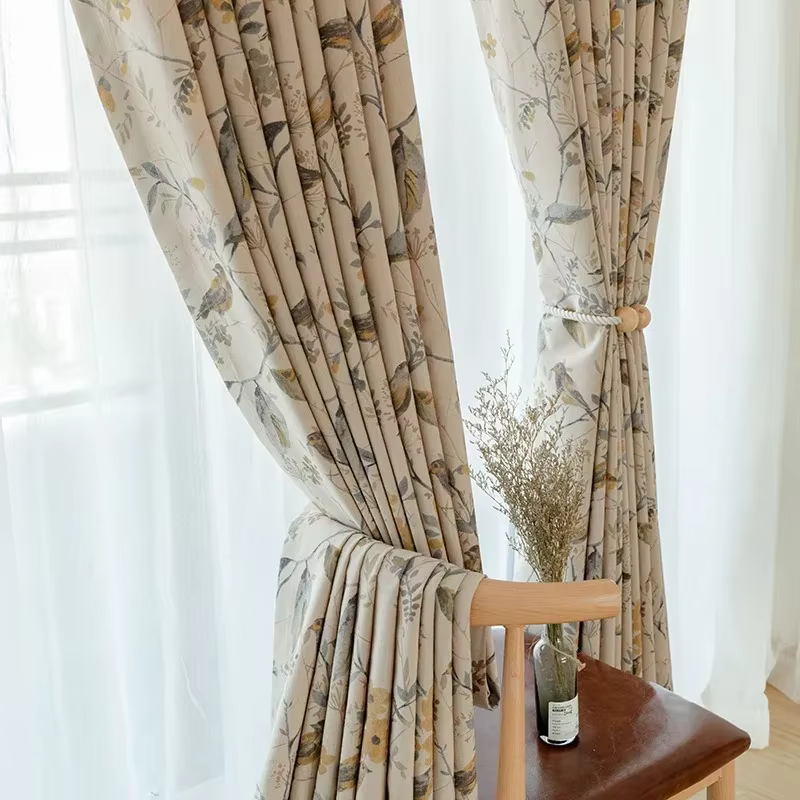 Rideaux en coton et lin pour salon