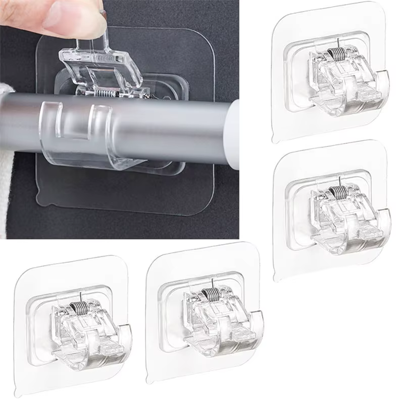4/8 pièces sans perceuse supports de tringle à rideau réglable