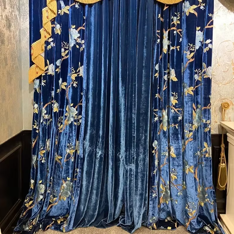 Rideaux brodés en velours de Style européen