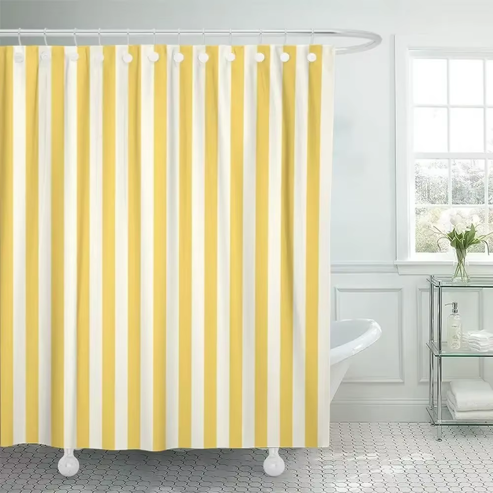 Rideau de douche rayé, blanc coloré