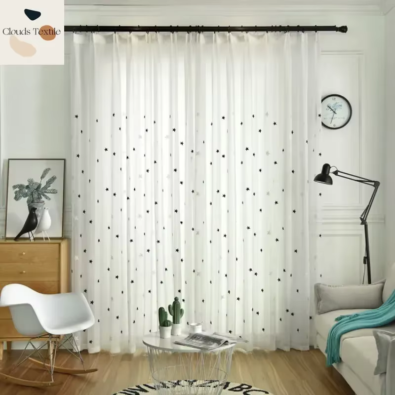 Rideaux noirs petite étoile pour salon