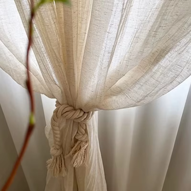 Rideau en lin naturel, Texture froissée