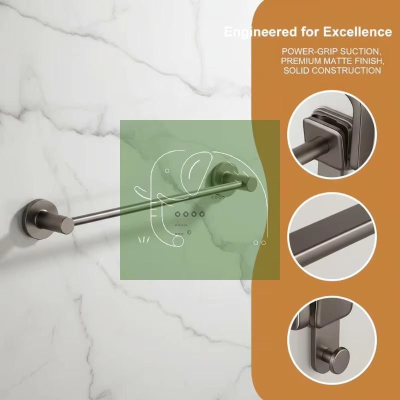 Porte-serviettes mural pliable à ventouse pour salle de bain