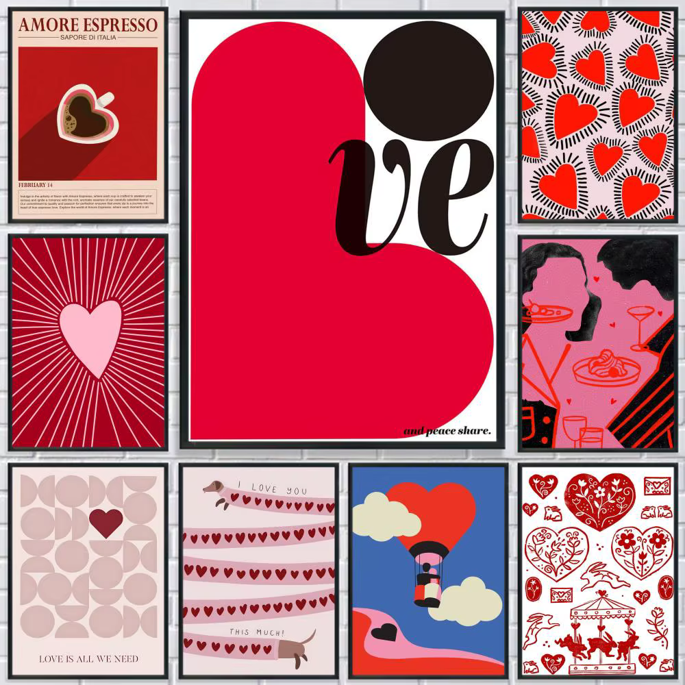 Affiche d'amour rouge pour la saint-valentin